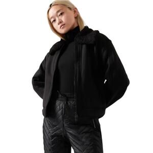 Athleta Black Westbound Sherpa Zip Front Jacket